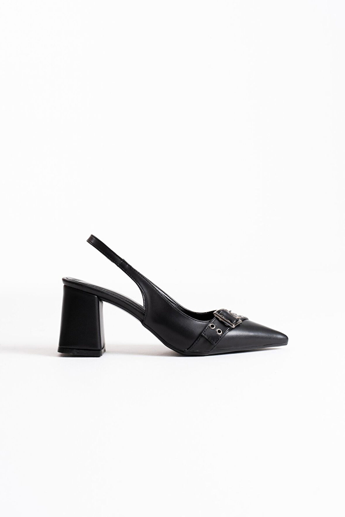 Keira Siyah Cilt Kadın Topuklu Ayakkabı