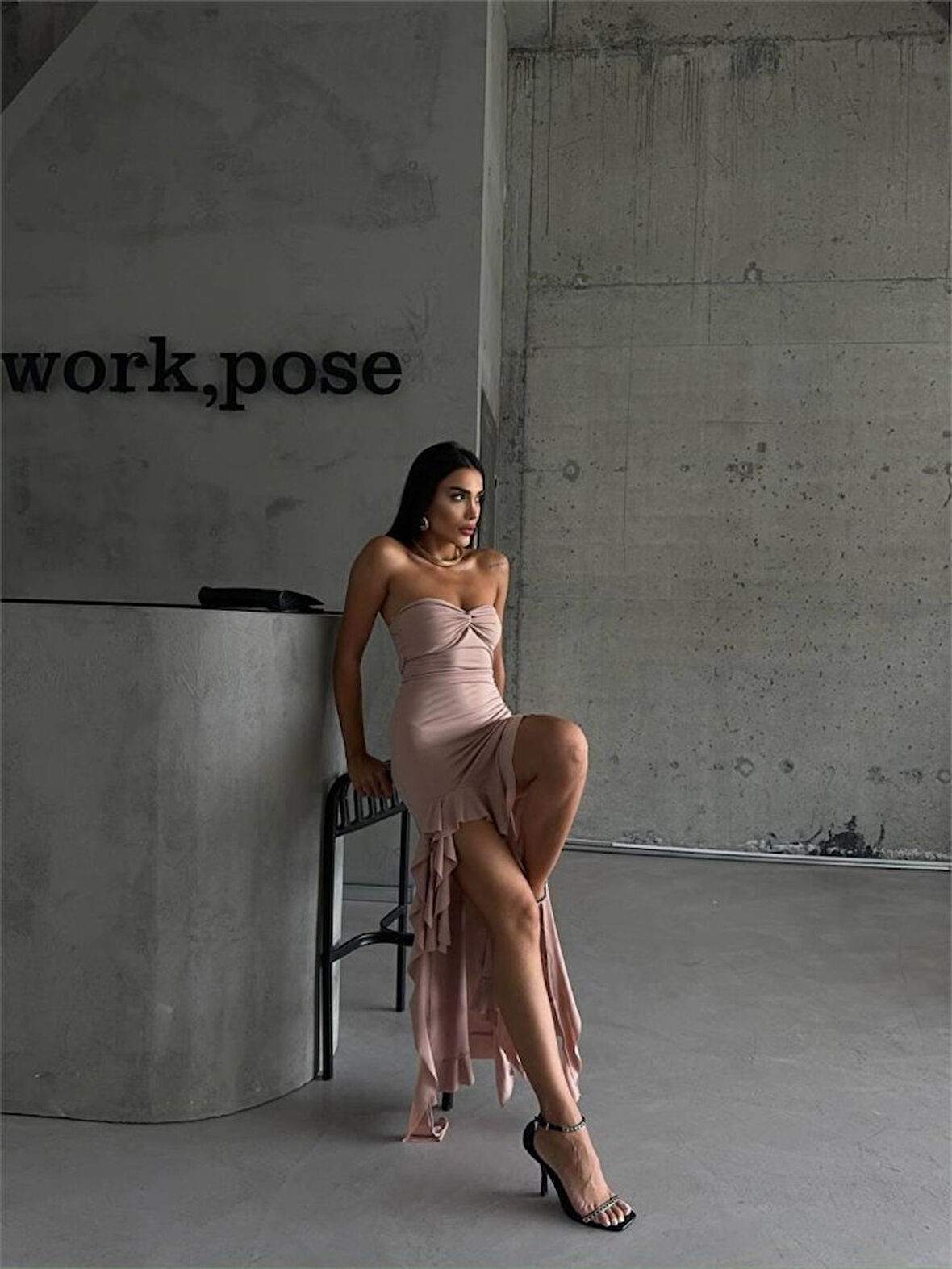 STRABLEZ SANDY ELBİSE YANLARI KATLI - Bej