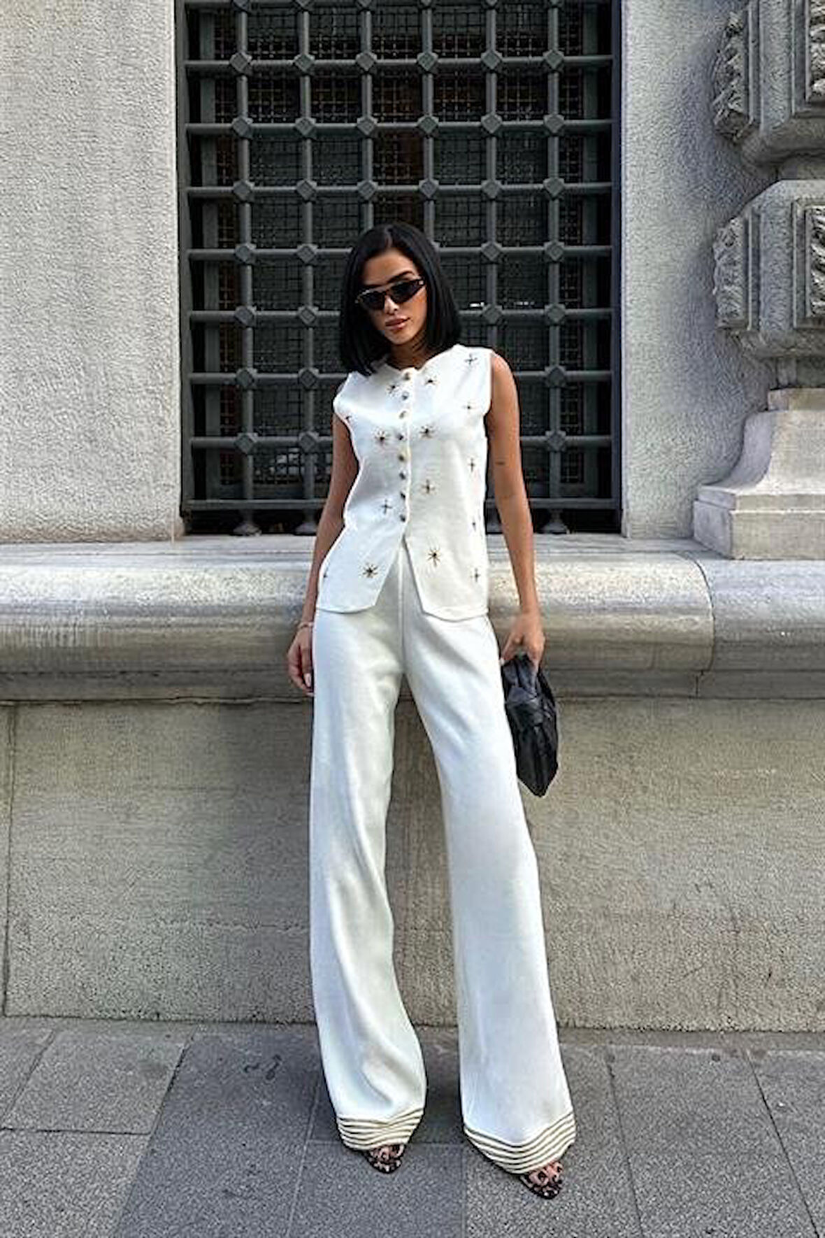 Paulo Gold Düğmeli Yelek Pantolon Takım 9976