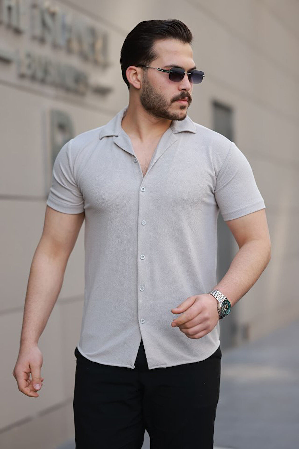 Erkek Kısa Kollu örme Kumaş Pamuklu Gömlek