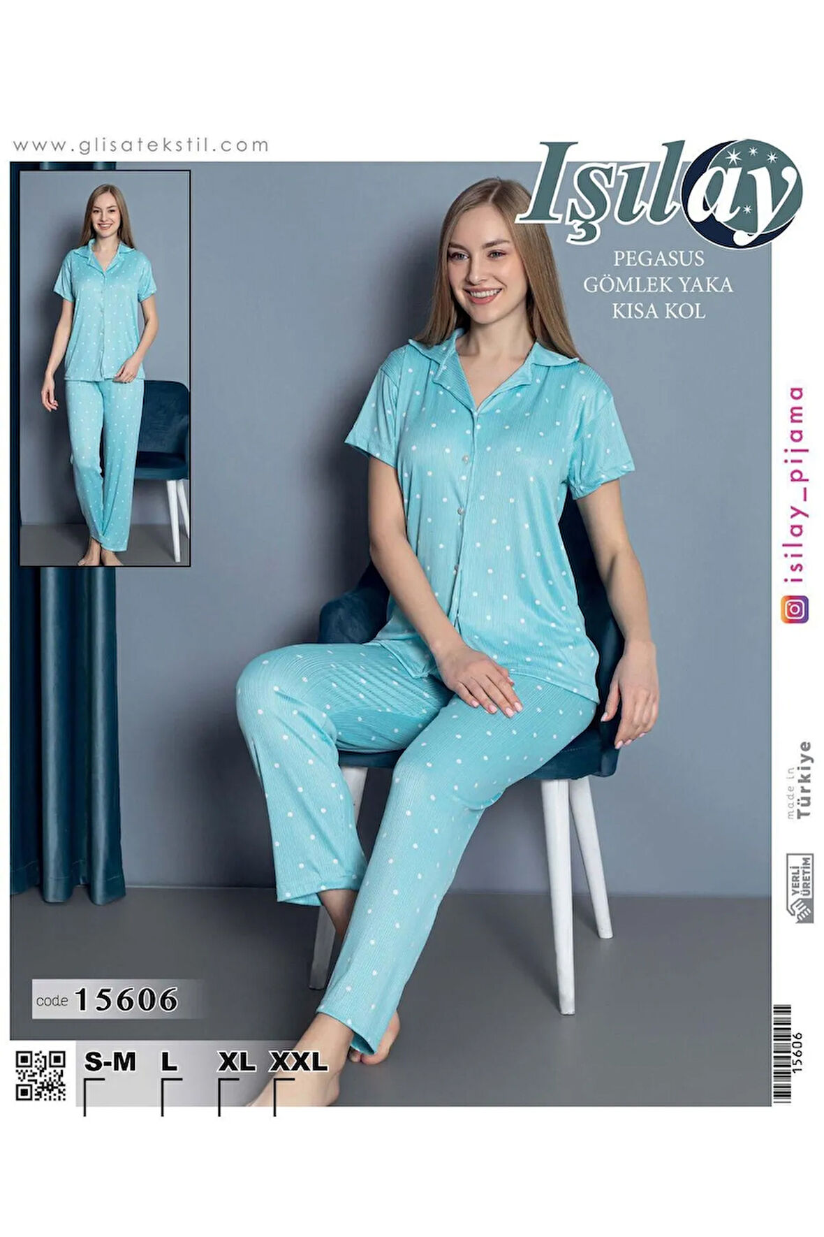 Pembe Kısa Kol Gömlek Yaka Pijama Takım