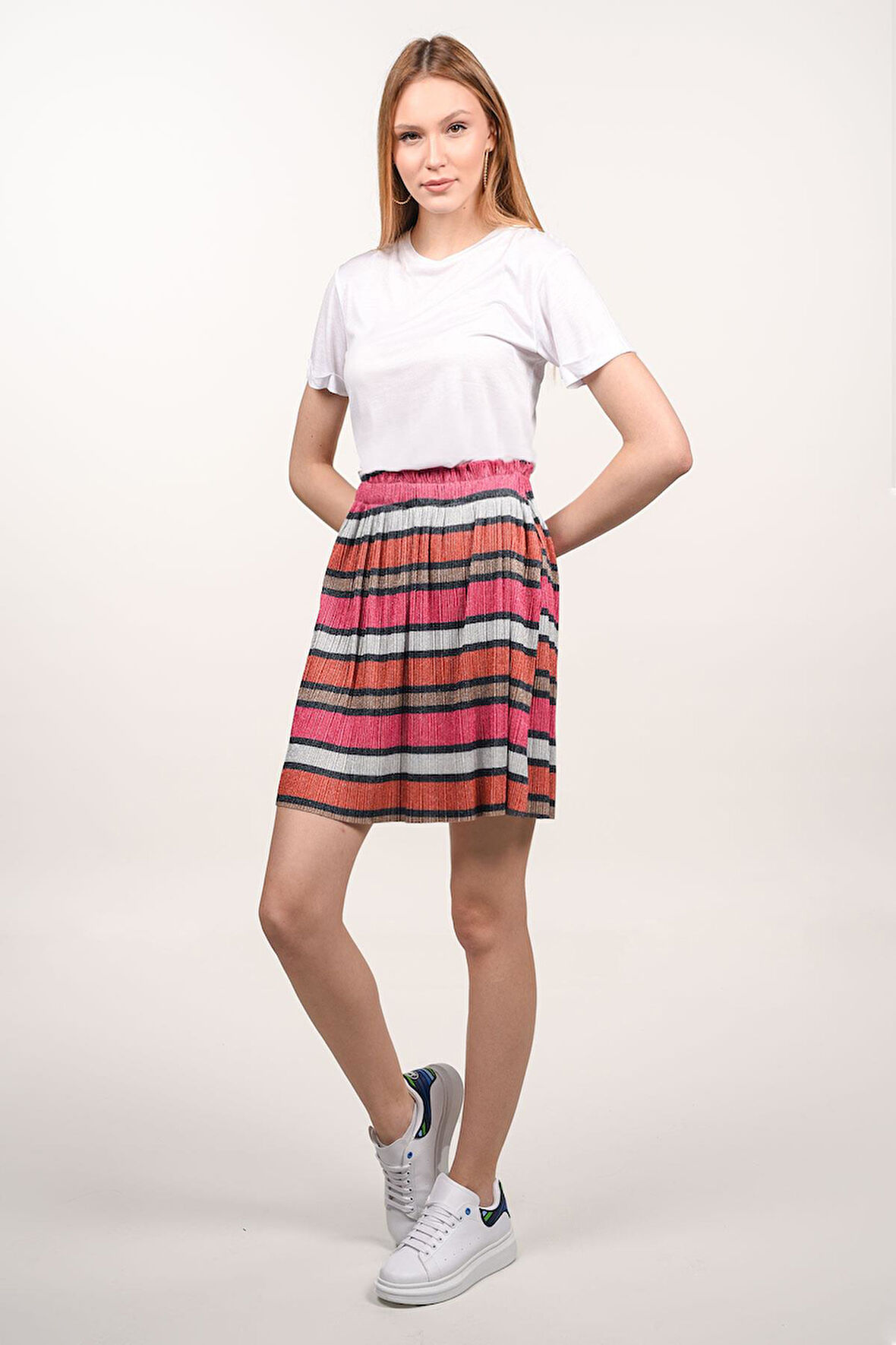 ALEXANDERGARDI BELİ LASTİKLİ SİMLİ PİLİLİ ETEK (B20-160607)