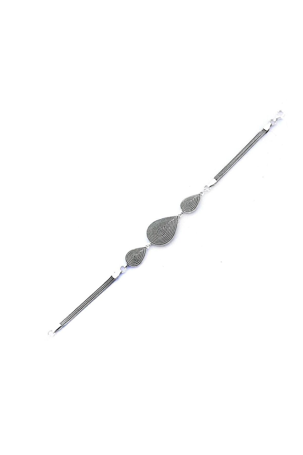 Damla Motifli El Işi Oksitli Telkari Bileklik