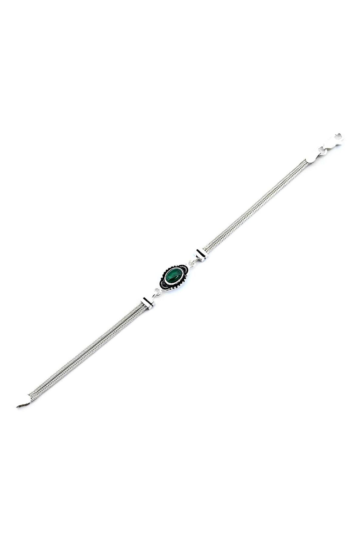 Yeşim Taşlı Oval Midyat Hasırı Bileklik