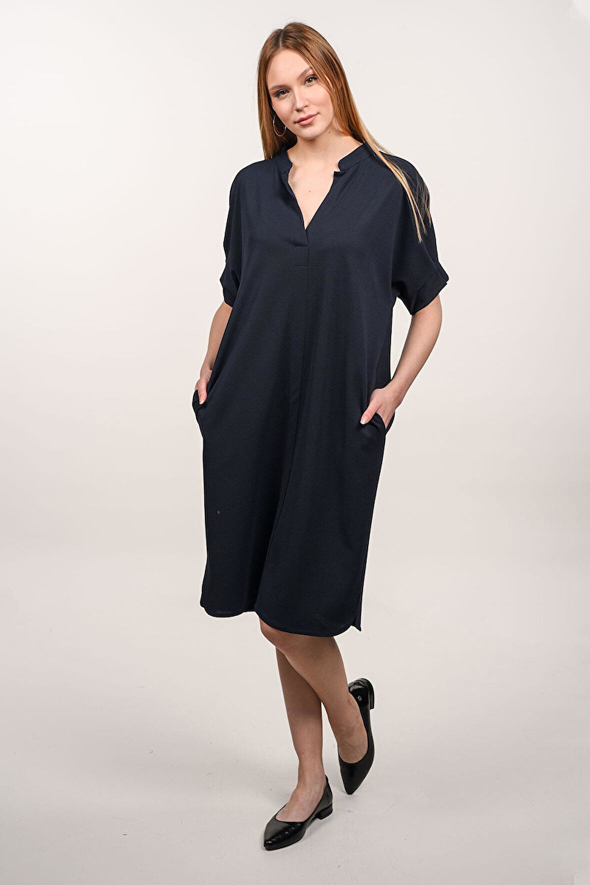 ALEXANDERGARDI DİK YAKALI CEPLİ ELBİSE (B23-00121)