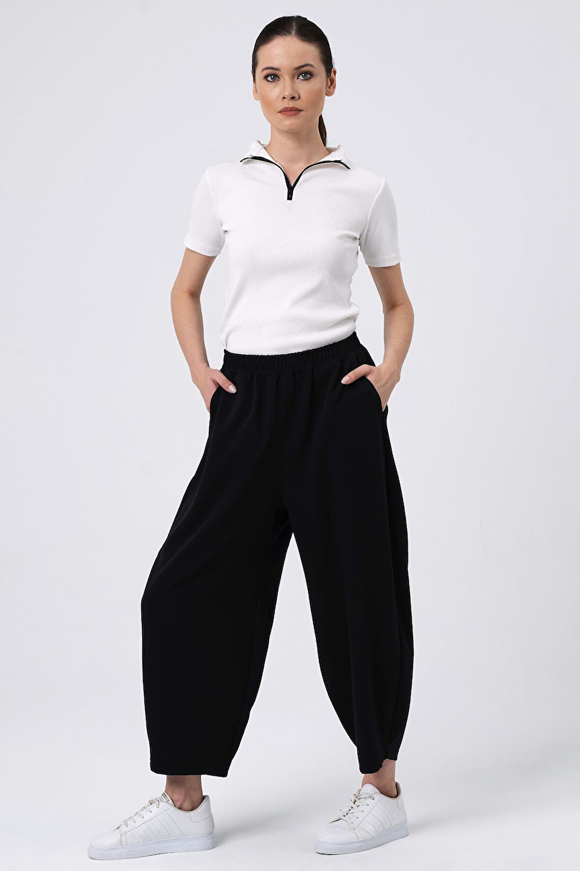 ALEXANDERGARDI BELİ LASTİKLİ BOL PAÇA PANTOLON (B22-14500)