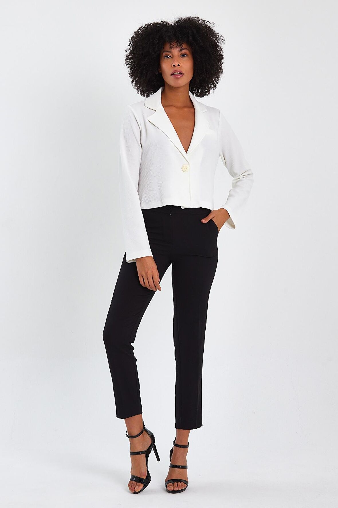 ALEXANDERGARDI ASTARSIZ CROP BLAZER CEKET (B22-21400)