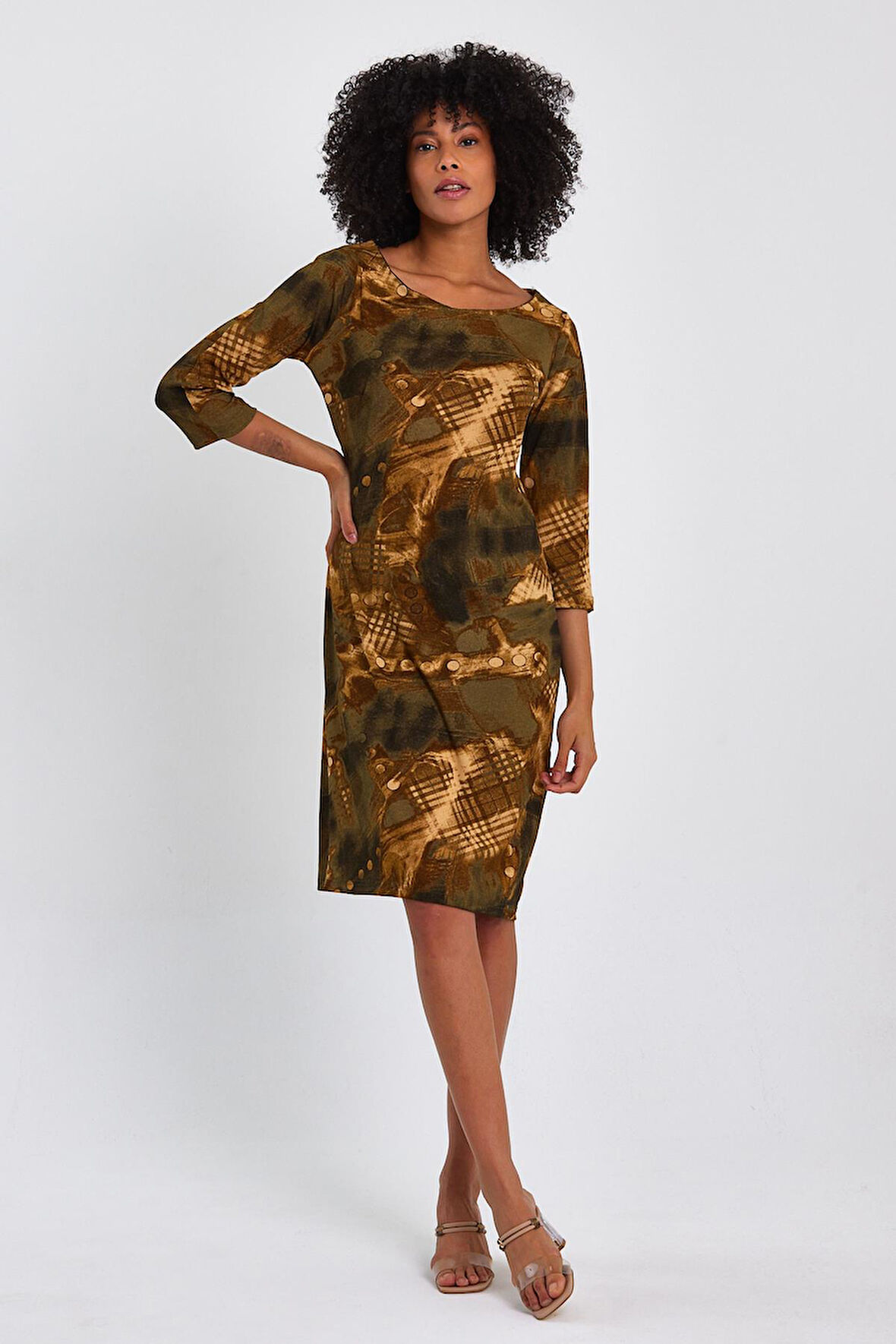 ALEXANDERGARDI DESENLİ MİDİ BOY ELBİSE (B22-255A)