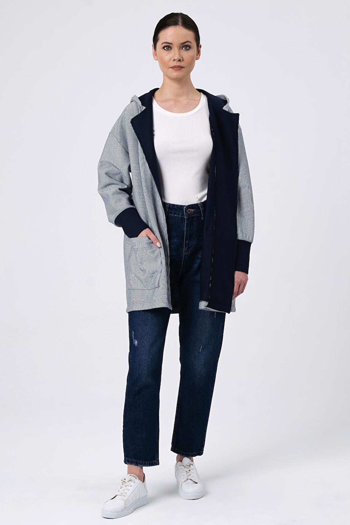 ALEXANDERGARDI KAPÜŞONLU ÇİZGİLİ HIRKA (B22-37701-WN)