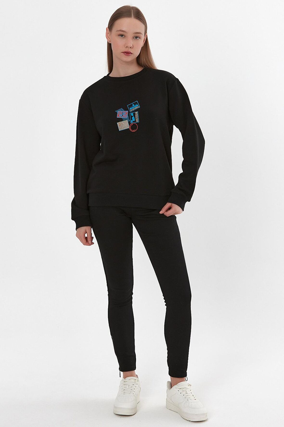 AEXANDERGARDI BASKILI RİBANALI SWEATSHİRT (E22-75600)