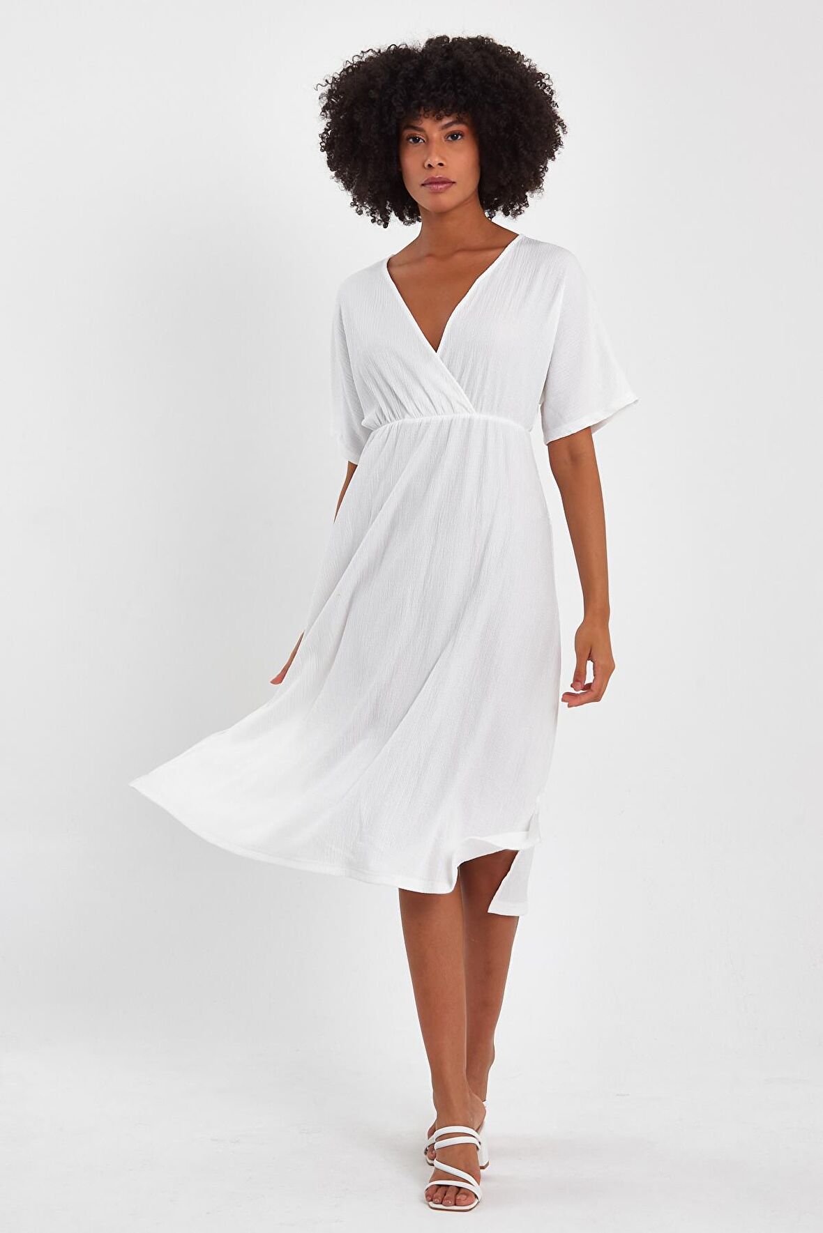 ALEXANDERGARDI KRUVAZE YAKA YANI YIRTMAÇLI ELBİSE (B23-00132)