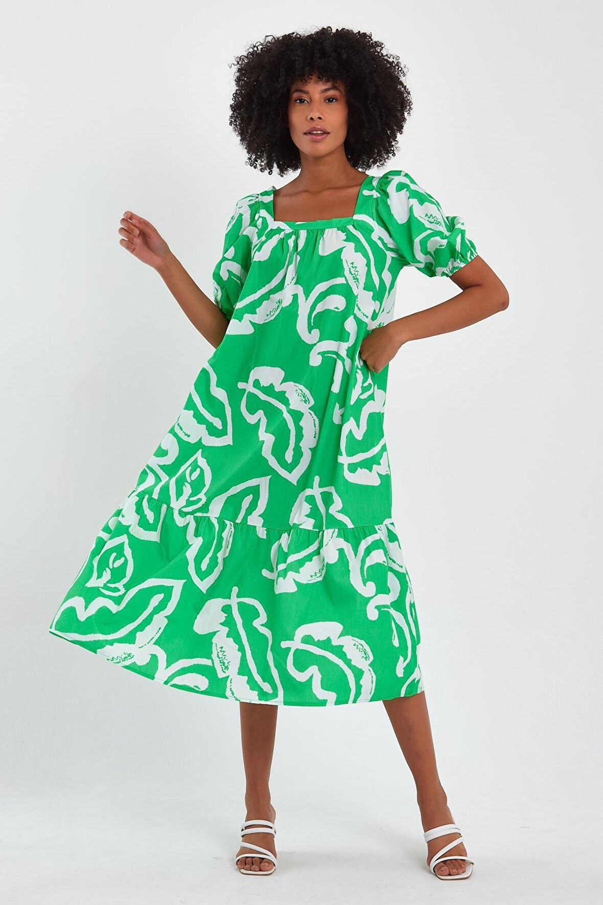 ALEXANDERGARDI DESENLİ KARE YAKA ELBİSE (B23-004)