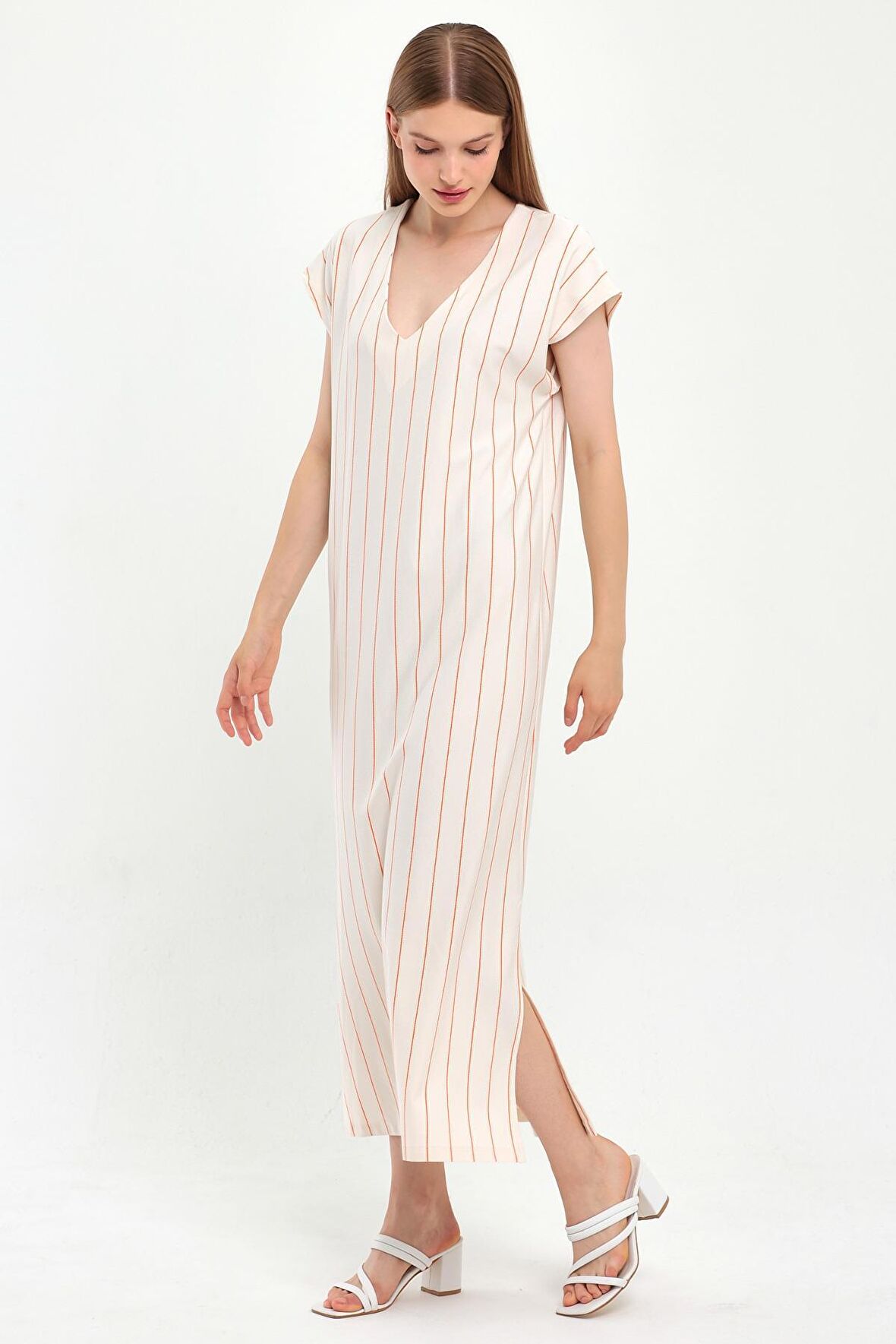 ALEXANDERGARDI YIRTMAÇLI V YAKA ELBİSE (B23-229)