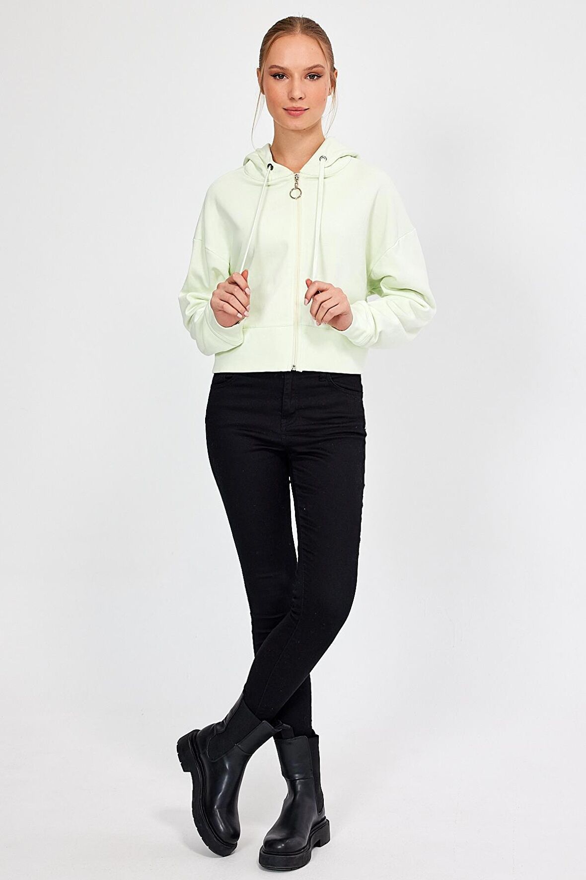 ALEXANDERGARDI KAPÜŞONLU ŞARDONLU CROP HIRKA (B23-31303)