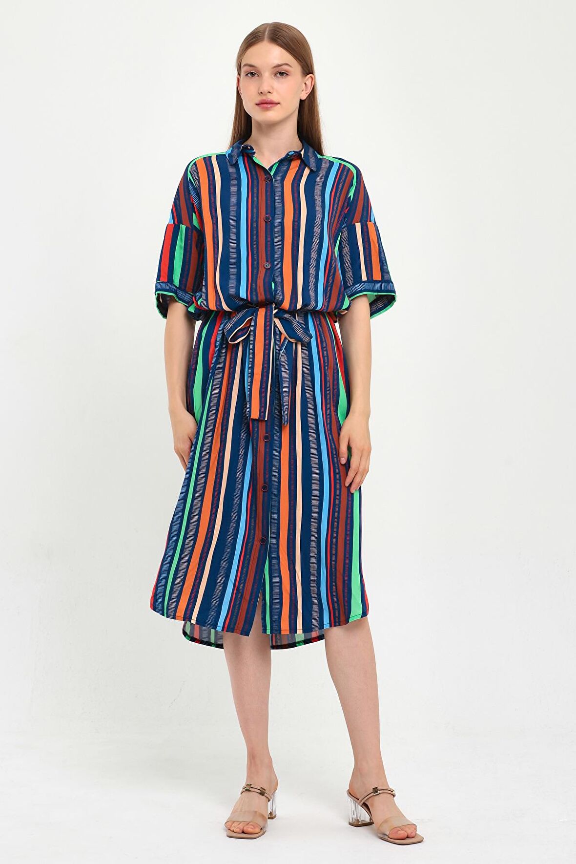 ALEXANDERGARDI KUŞAKLI GÖMLEK ELBİSE (B23-483A)