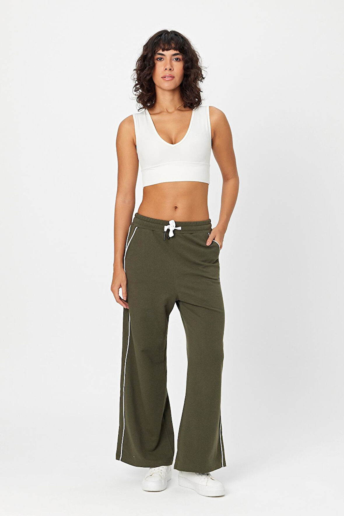 ALEXANDERGARDI ÇİFT ŞERİTLİ BELİ LASTİKLİ BOL PAÇA EŞOFMAN ALTI (B24-00224)