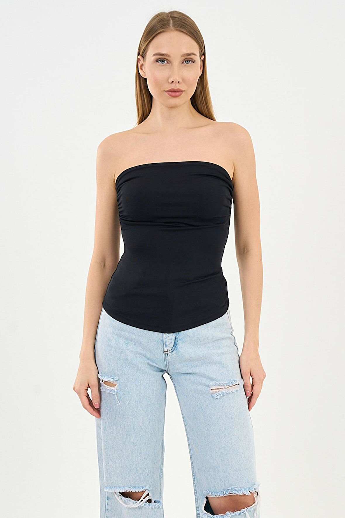 Alexandergardi Yırtmaçlı Straplez Bluz (B24-00226)