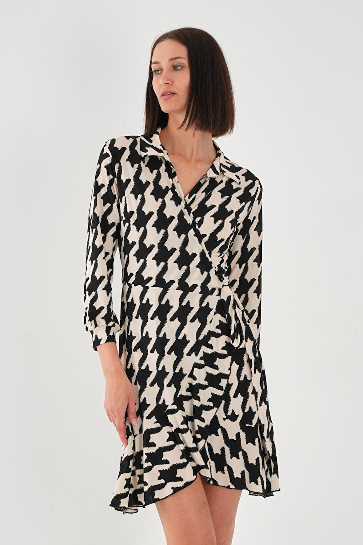 ALEXANDERGARDI Kadın Kruvaze Kazayağı Desenli Elbise