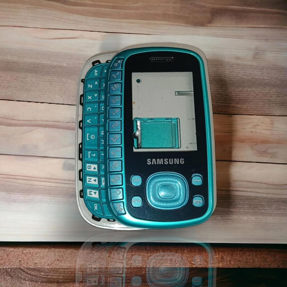 Samsung B3310 Kasa Samsung Galaxy B3310 Uyumlu Mavi Gri Renk Orta Kasa Ön Arka Kapak Tuş Takımı 
