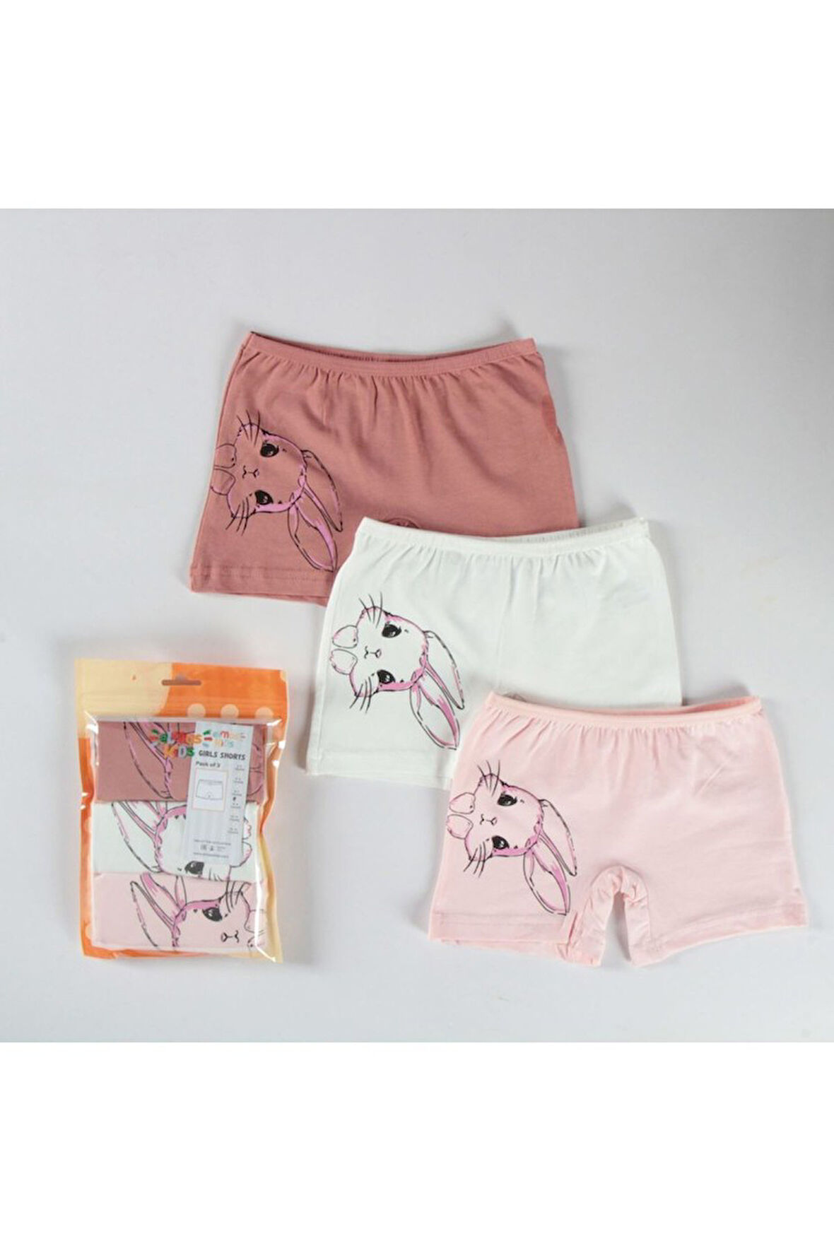 ELMAS Karışık Desen 3lü Kız Çocuk Boxer Set B-78