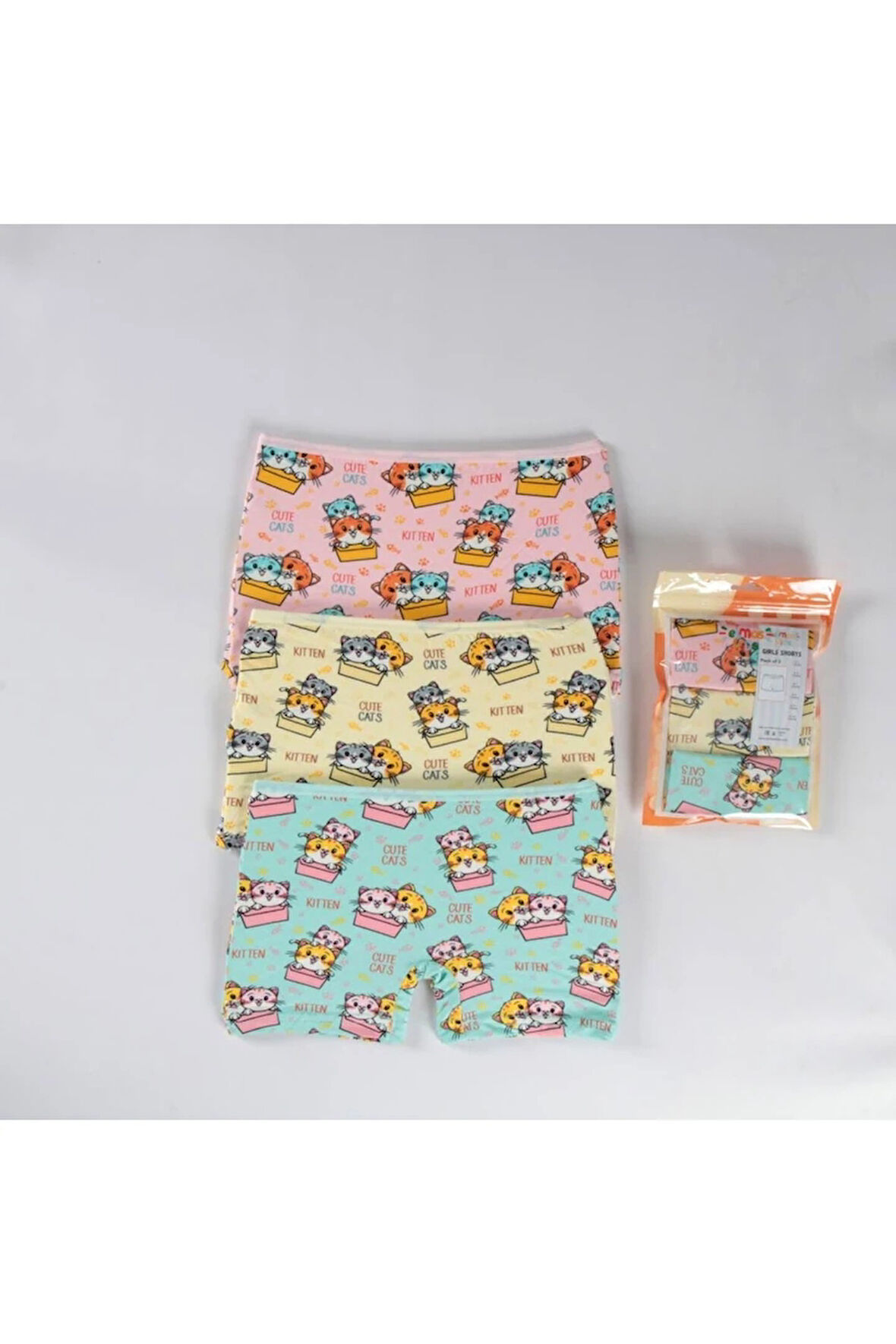 ELMAS Karışık Desen 3lü Kız Çocuk Boxer Set B-86