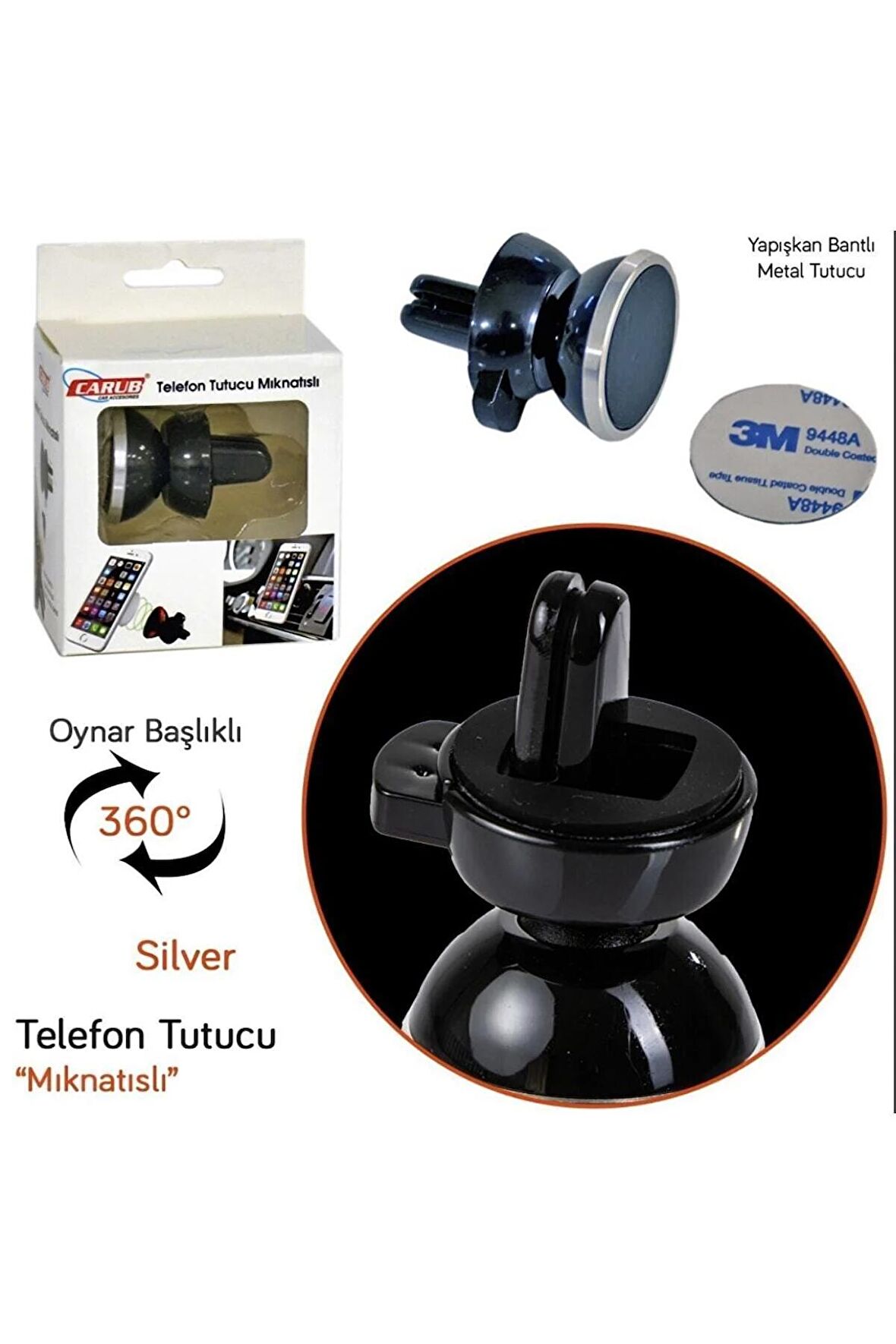 Mıknatıslı Telefon Tutucu Silver