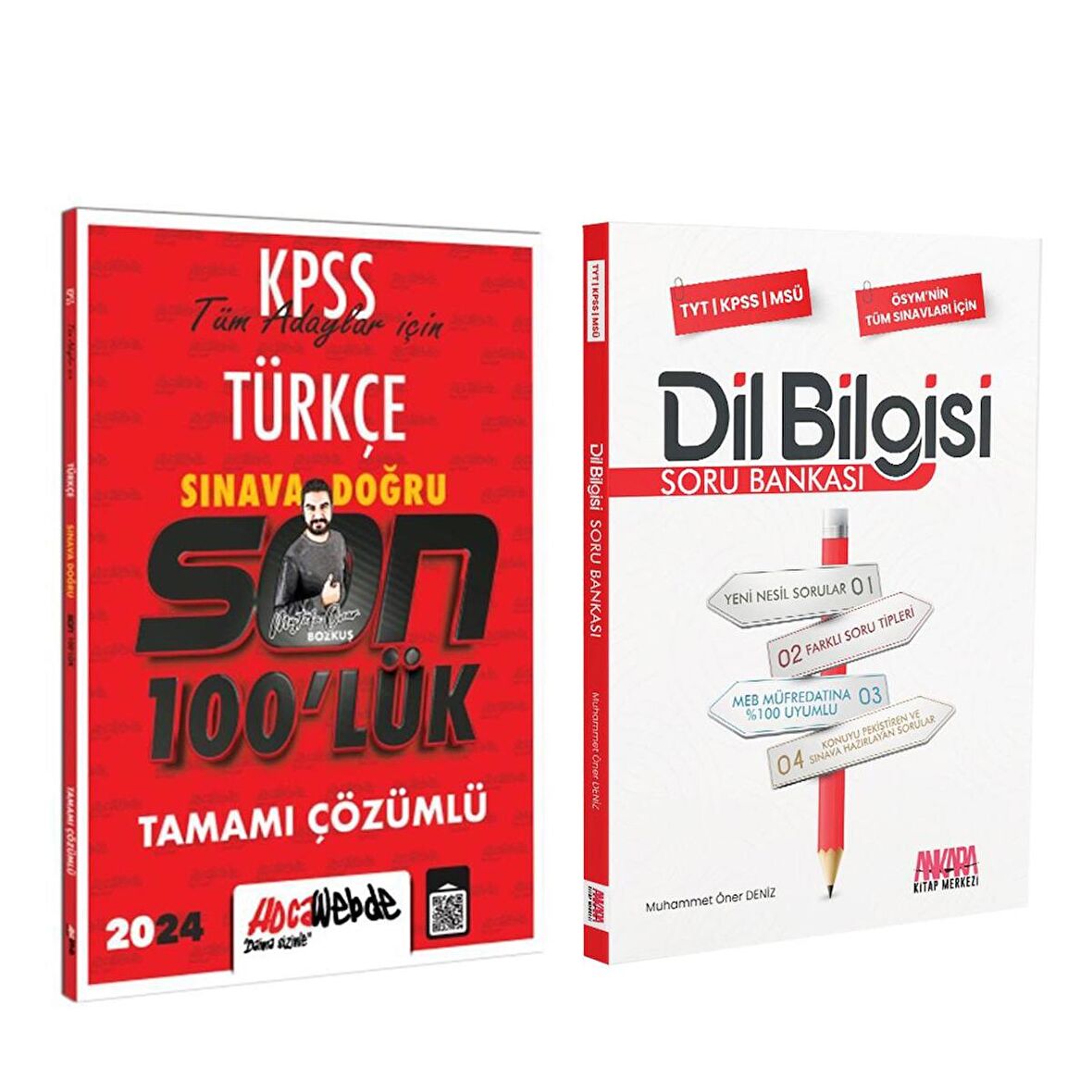 Hocawebde 2024 KPSS Türkçe Son 100 lük ve AKM Dil Bilgisi Soru Bankası Seti 2 Kitap
