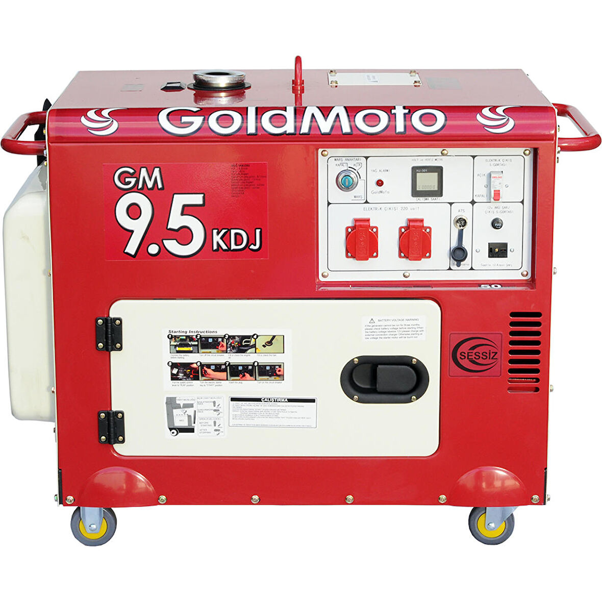 GoldMoto GM9.5KDJ 8.7Kva Monofaze Marşlı Kabinli Dizel Jeneratör 