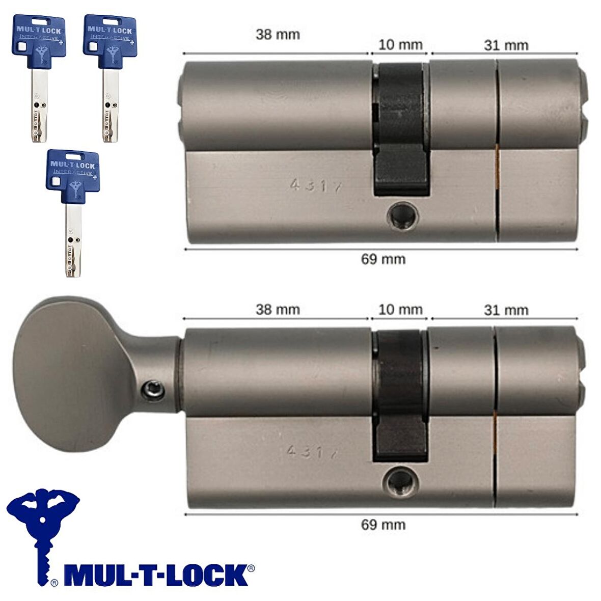 MUL-T-LOCK Bilyalı İkiz Tuzaklı Barel Seti 69mm 7x7 - 92100860
