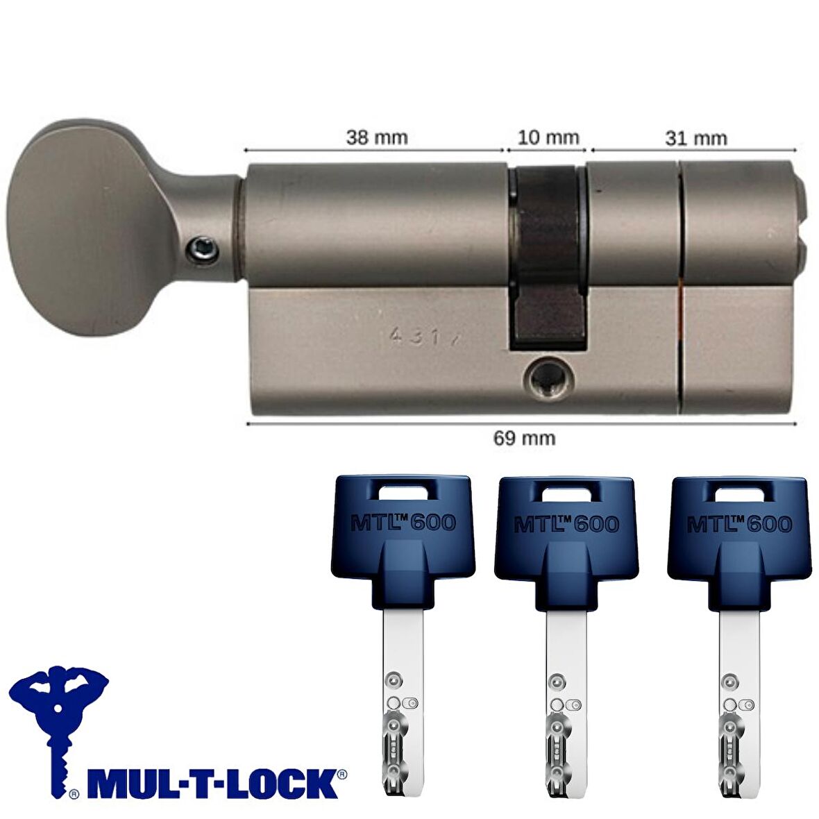 Mul-T-Lock Mtl 600 Tokmaklı Tuzaklı Bilyalı Kapı Kilidi 69 Mm