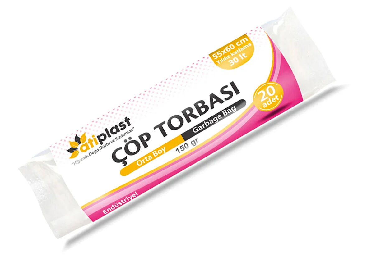 Atiplast Çöp Torbası Endüstriyel Orta Boy 150 gr 55 x 60 cm Siyah