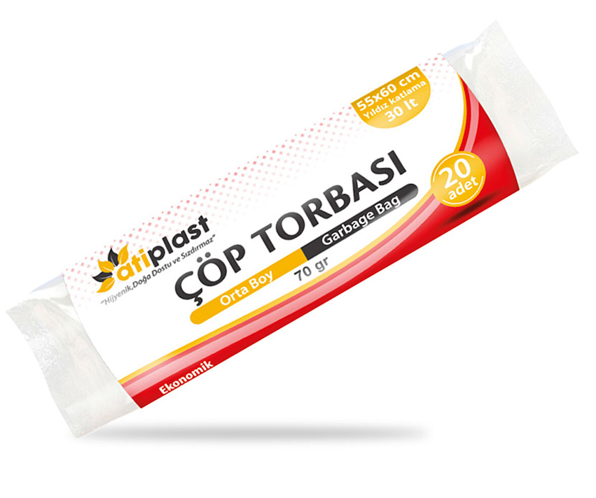 Atiplast Çöp Torbası Standart Orta Boy 70 gr 55 x 60 cm Siyah 25 Rulo