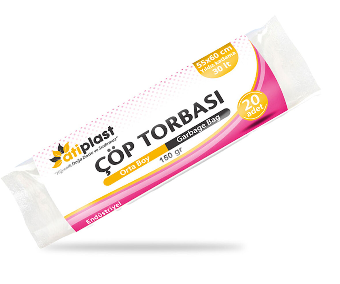 Atiplast Çöp Torbası Endüstriyel Orta Boy 150 gr 55 x 60 cm Siyah 10 Rulo