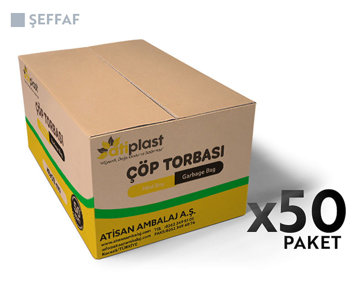 Atiplast Çöp Torbası Standart Mini Boy 80 gr 40 x 50 cm Şeffaf 50 Rulo