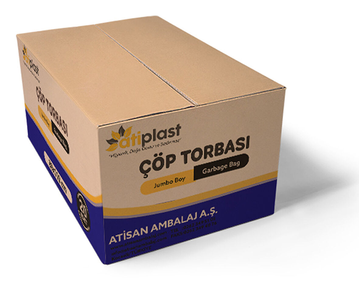 Atiplast Çöp Torbası Endüstriyel Jumbo Boy 400 gr 80 x 110 cm Mavi 5 Rulo