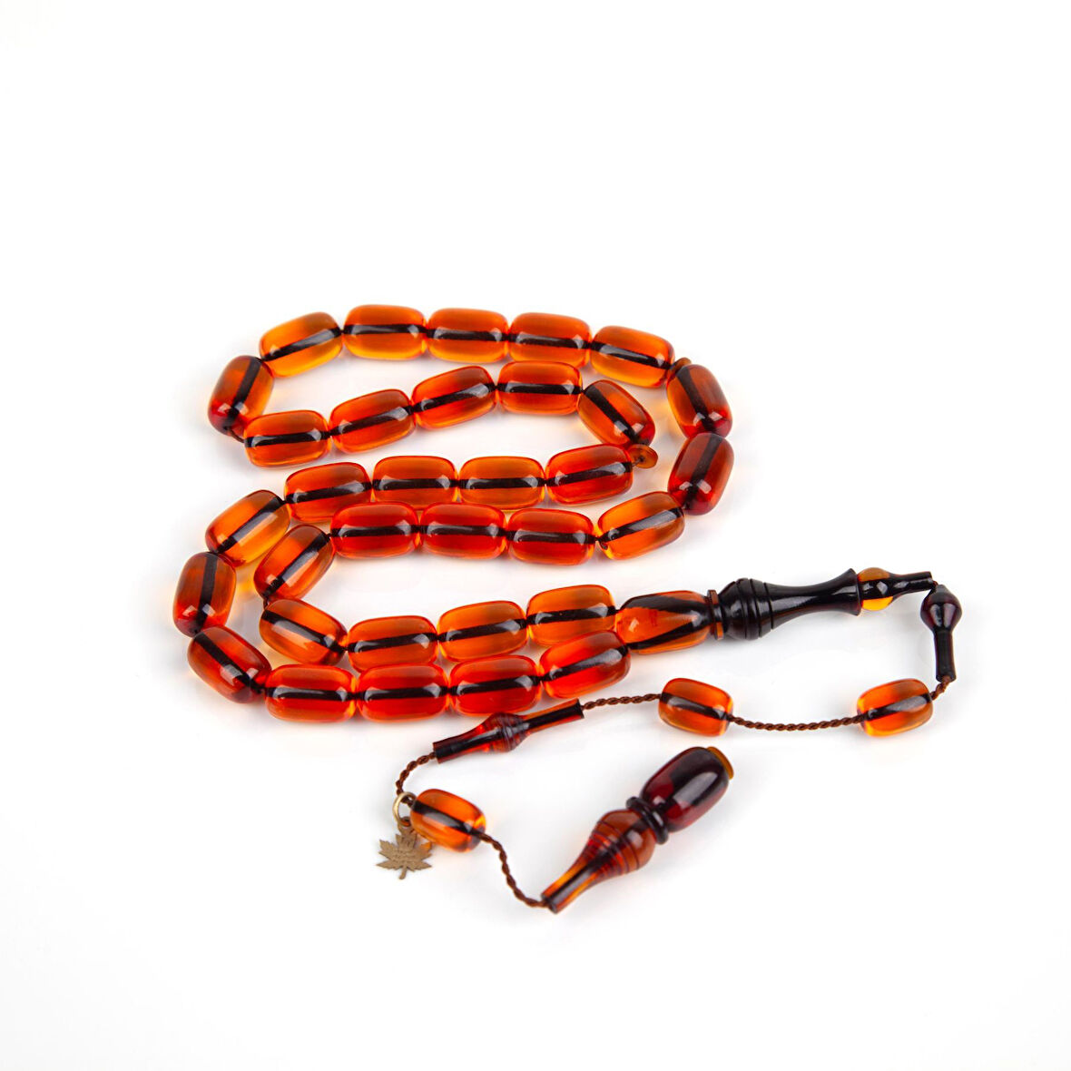 Ateş Kehribar Fırınlı İmame Kapsül Kesim 8x13mm Tesbih -Amber Rengi