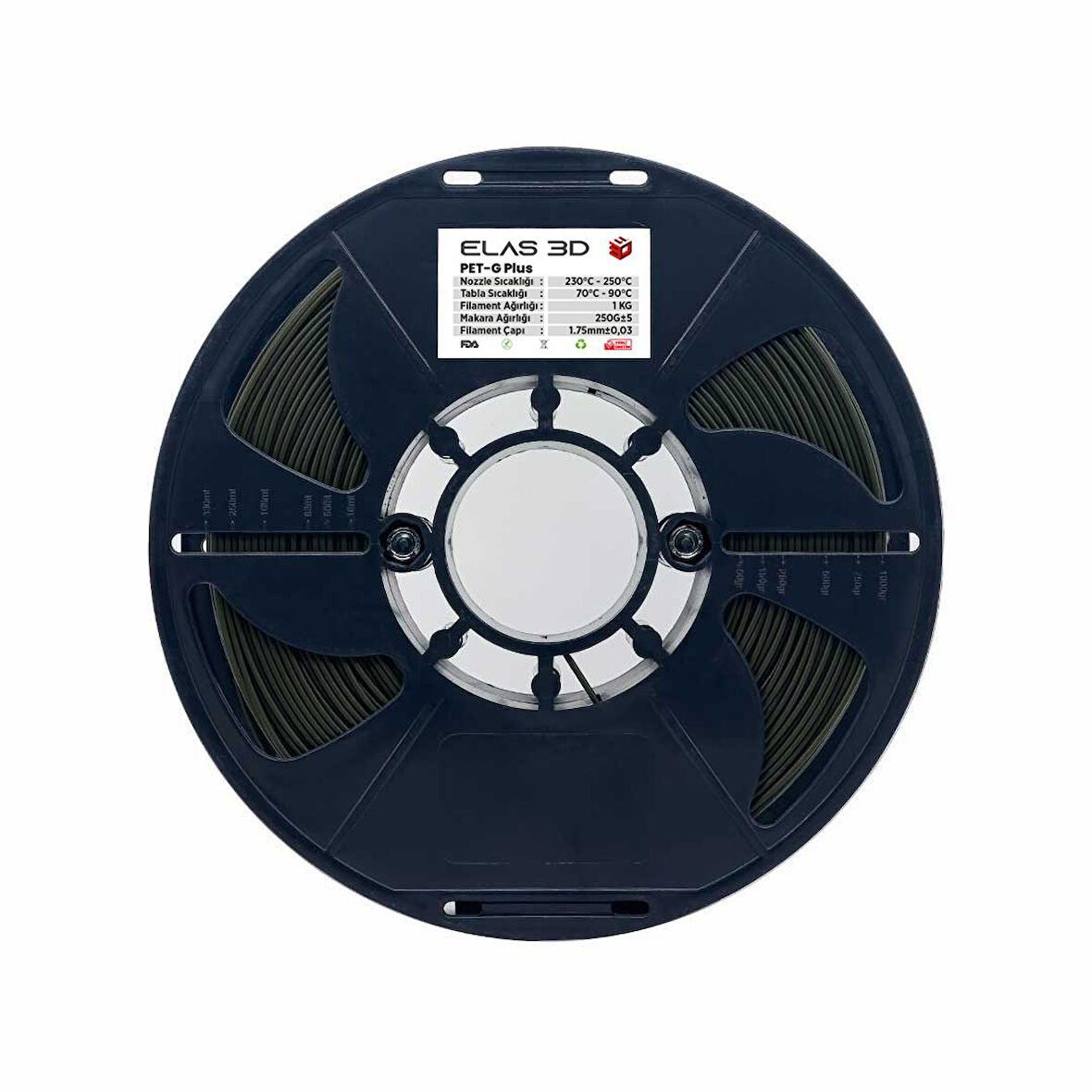 Elas PETG Plus Filament Haki Yeşil 1.75mm 1Kg
