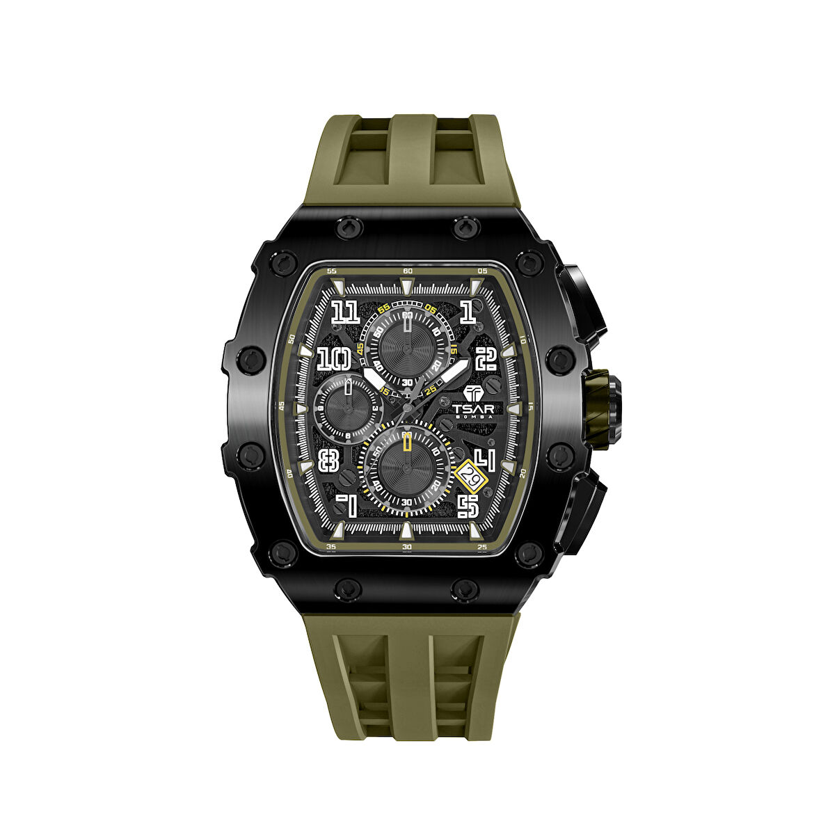 Elemental Series – Takvim Fonksiyonlu Çelik Saat TB8204Q Siyah - Yeşil