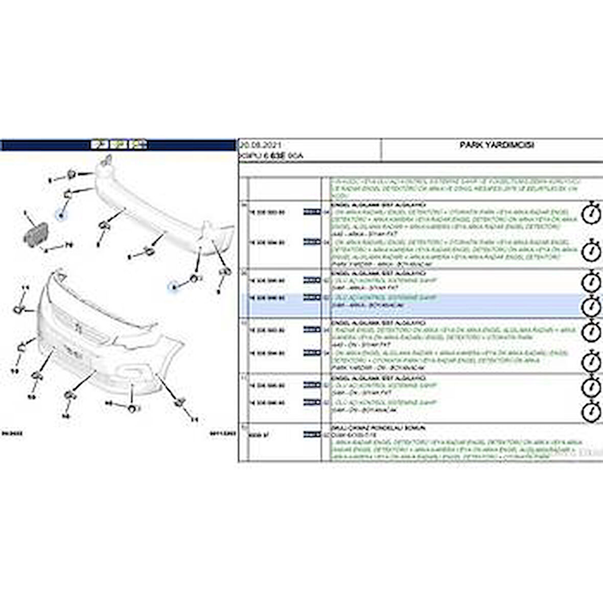 KOR NOKTA SENSORU PEUGEOT P2008 P24E P208 P21E P3008 P64 P508 R8 EXPERT IV PSA 1633559680