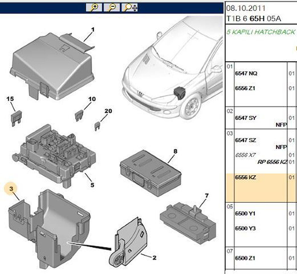 SIGORTA KUTU KAPAGI ALT ORJINAL PEUGEOT 206 206+