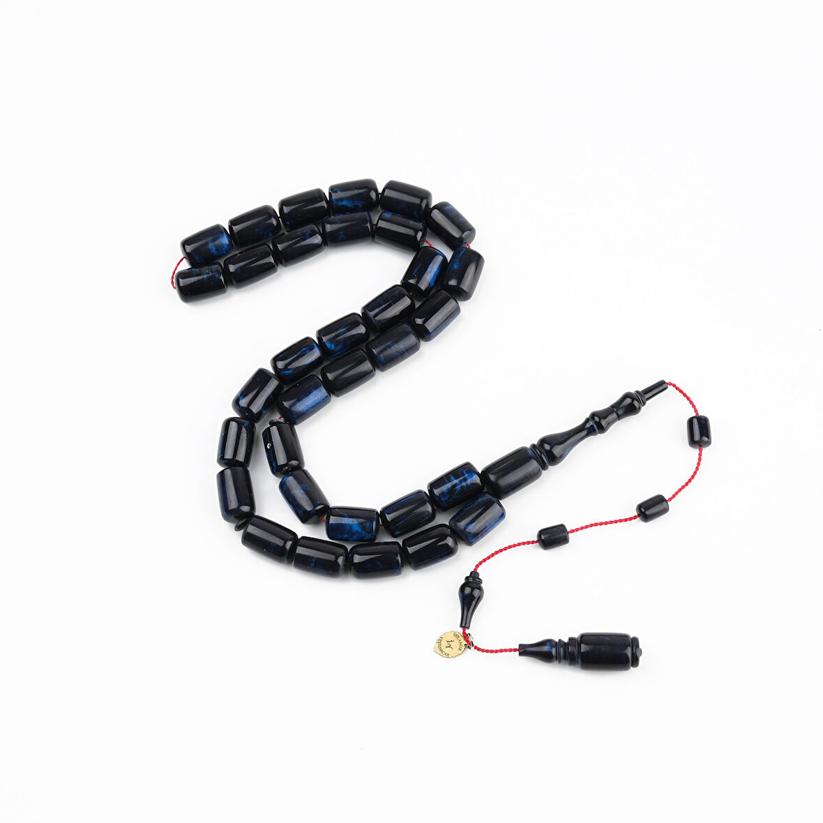 Kadim Katalin Eski Kalemlik Obje Usta İşi İmzalı Kapsül Kesim 8x12mm Tesbih - Mavi Sedefli