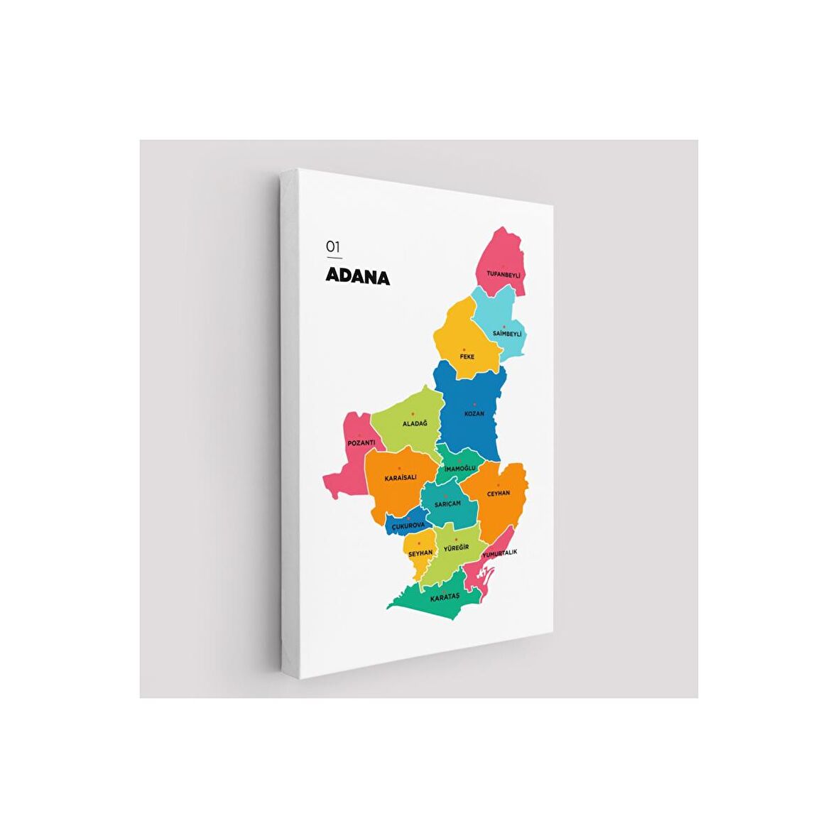Adana İli ve İlçeler Haritası  Dekoratif Kanvas Tablo 1248