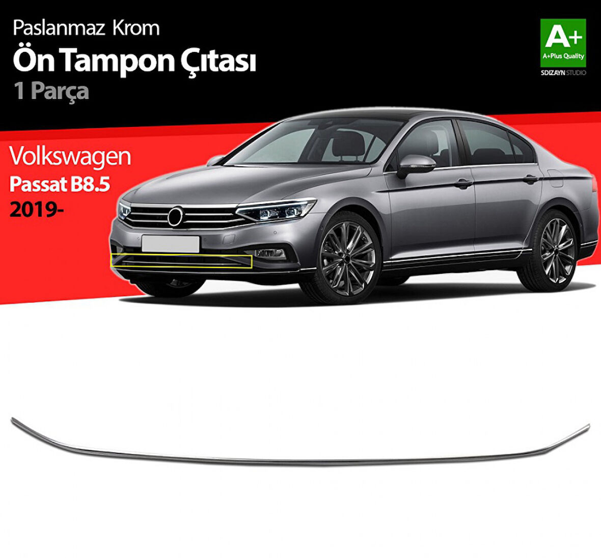 VW Passat B8.5 Krom Ön Tampon Çıtası 2019 ve Üzeri