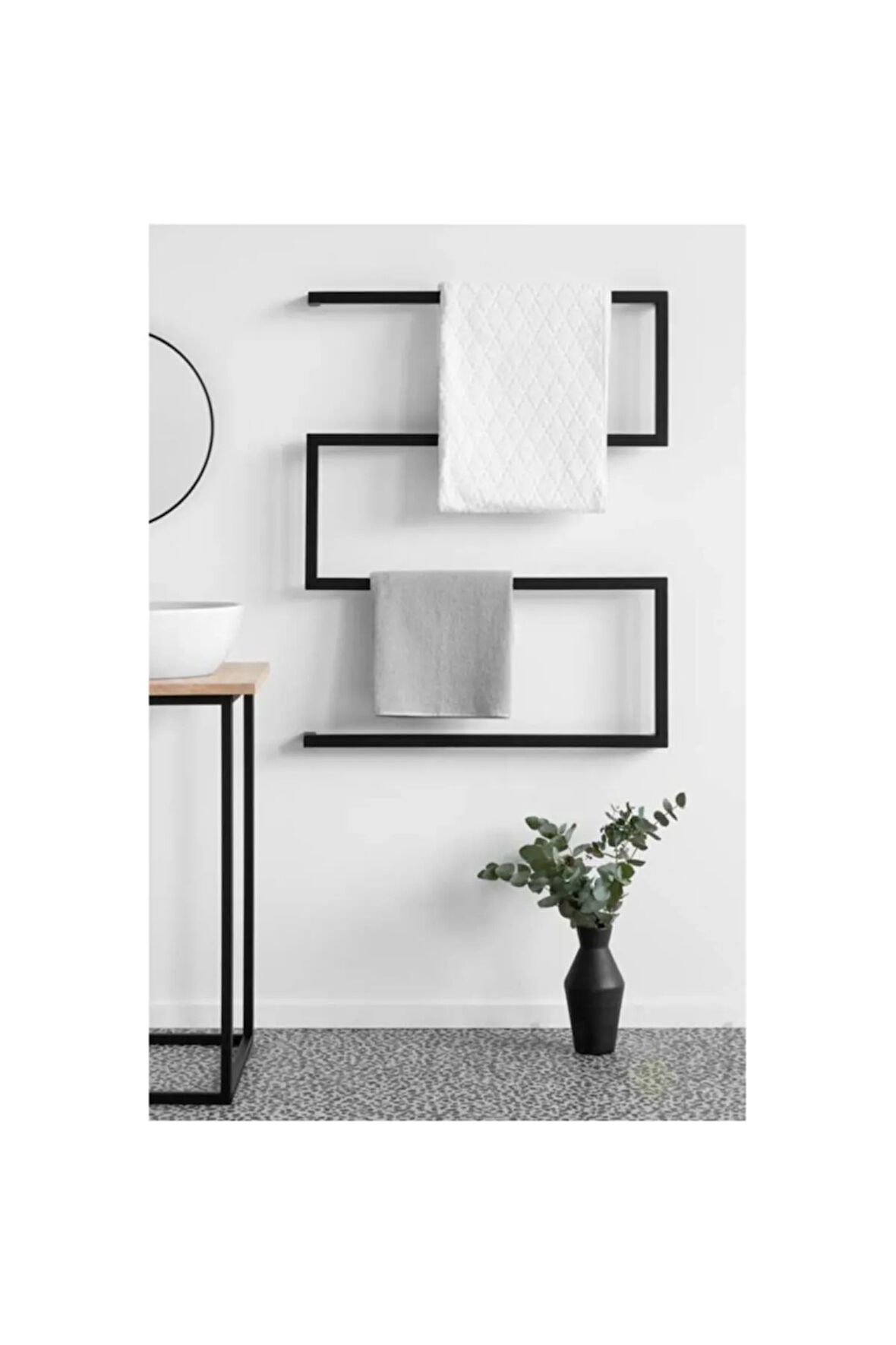 Sakura Yılan Banyo Askısı Metal Tasarım Banyo Havluluğu Siyah