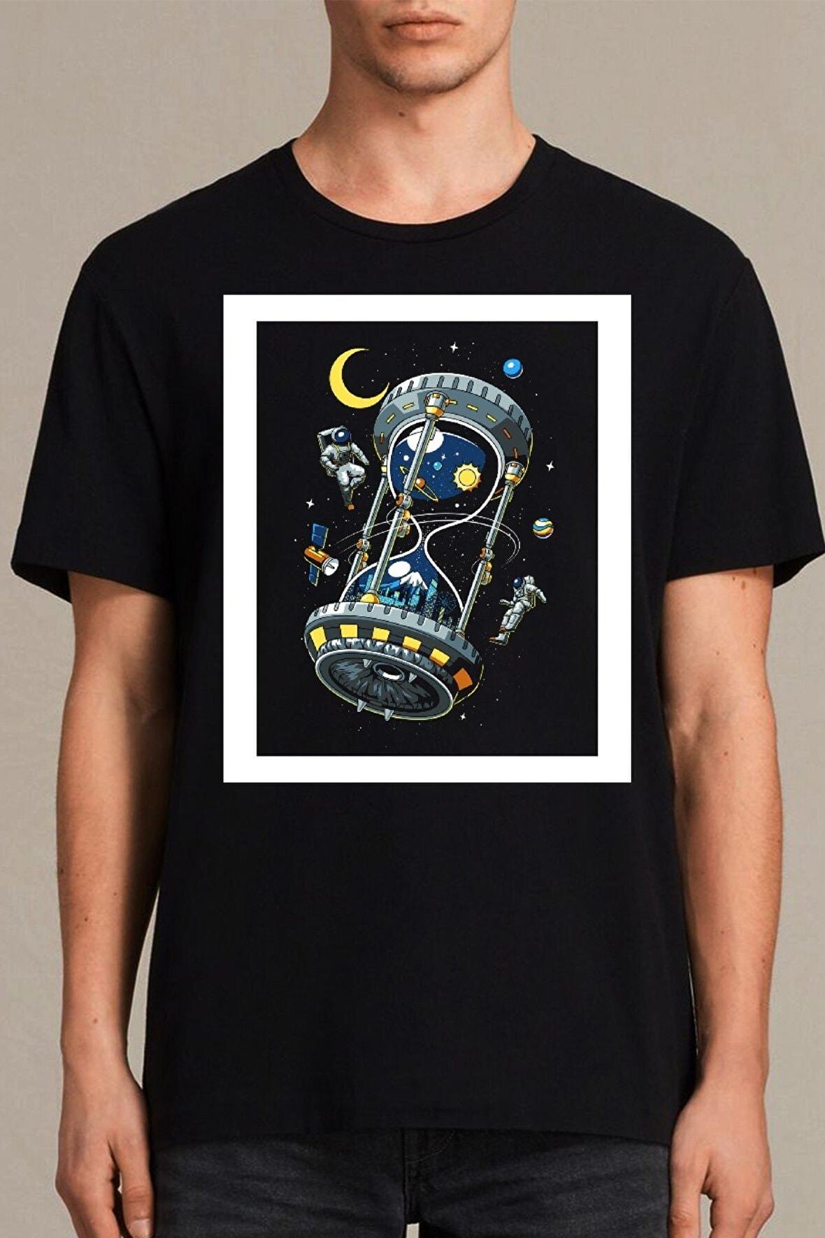 Erkek Siyah Uzay Temalı Kum Saati