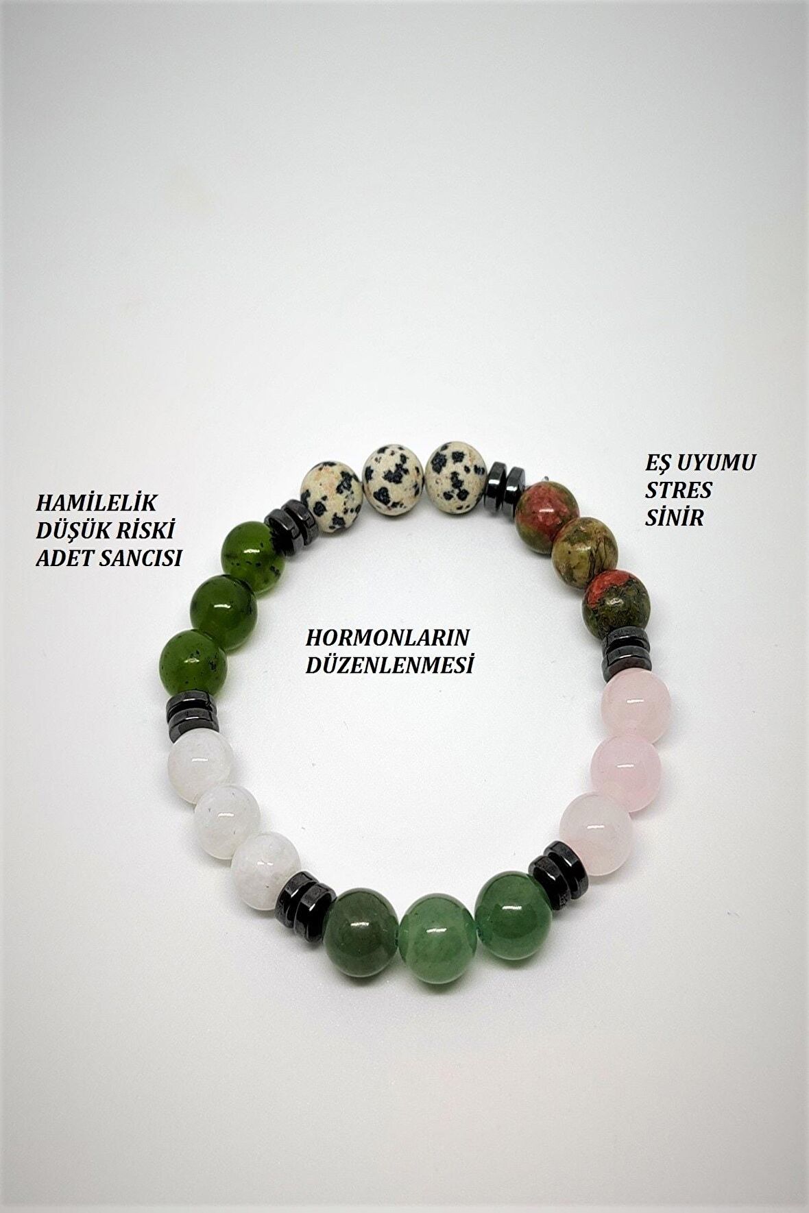Sertifikalı Hamilelik (unakit,pembe Kuvars,aventurin,ay Taşı,yeşim,benekli Jasper,doğaltaş Bileklik