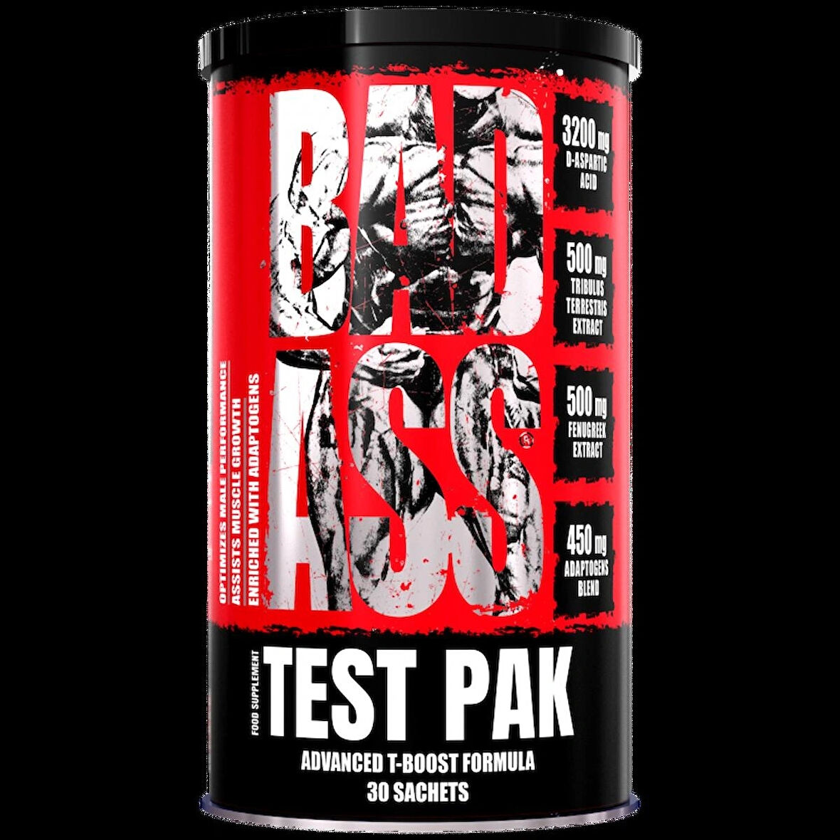 BADASS Test Animal Pak Daa Aspartic Acid + Maca + Tribulus + Ashwagandha + Fenugreek 30 Paket