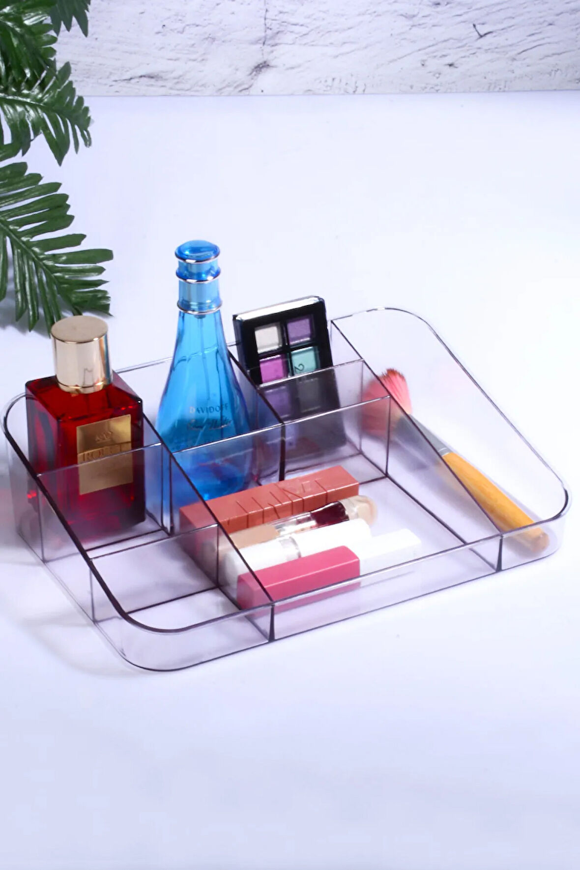 8 Bölmeli Füme Şeffaf Makyaj Organizeri