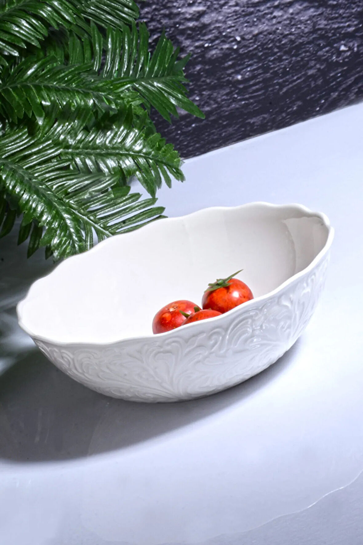 Porselen New Bone Yuvarlak Beyaz Derin Salata Kasesi