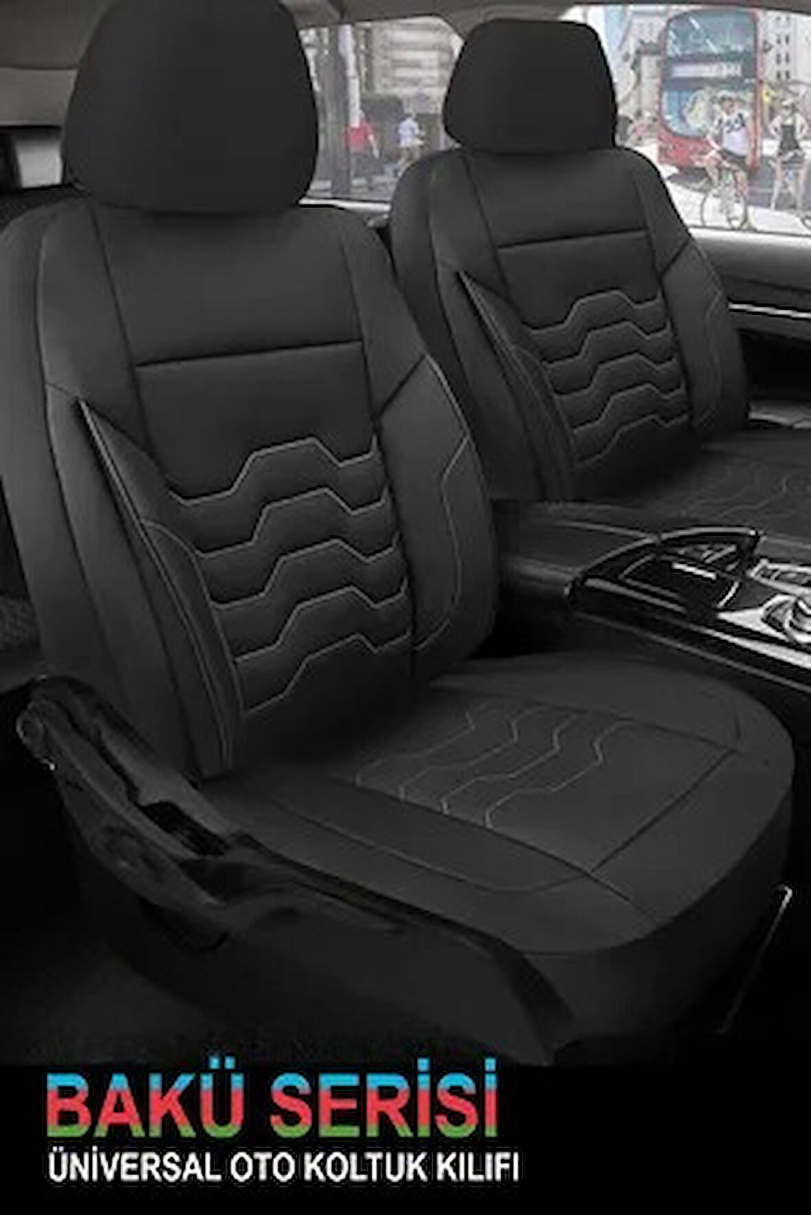 Renault Fluence  Uyumlu 5 KOLTUK TAM SET BAKÜ SERİSİ JAKAR TERLETME KOKMA YAPMAZ OTO KOLTUK KILIFI SİYAH